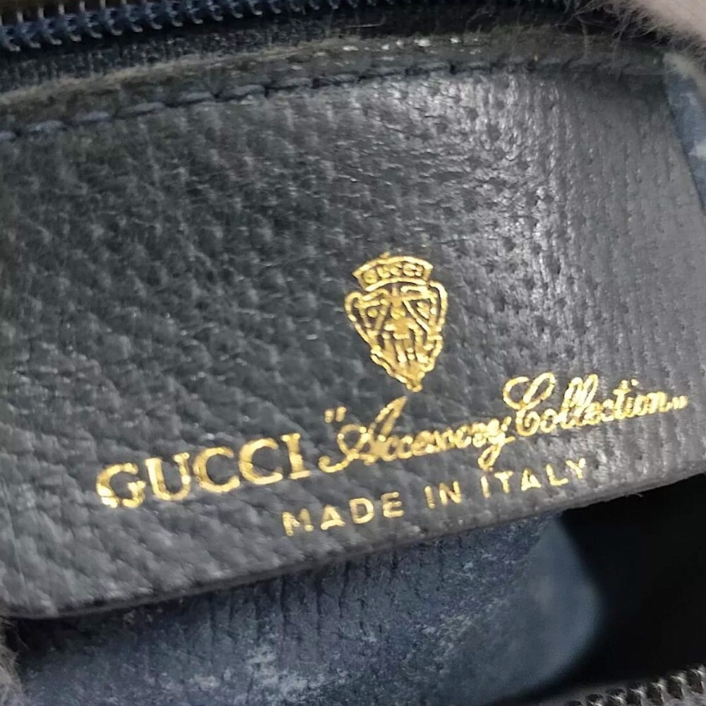 GUCCI GG Navy Sherry Line Leather and Coated Canvas Crossbody Shoulder Bag - Picture 11 of 17